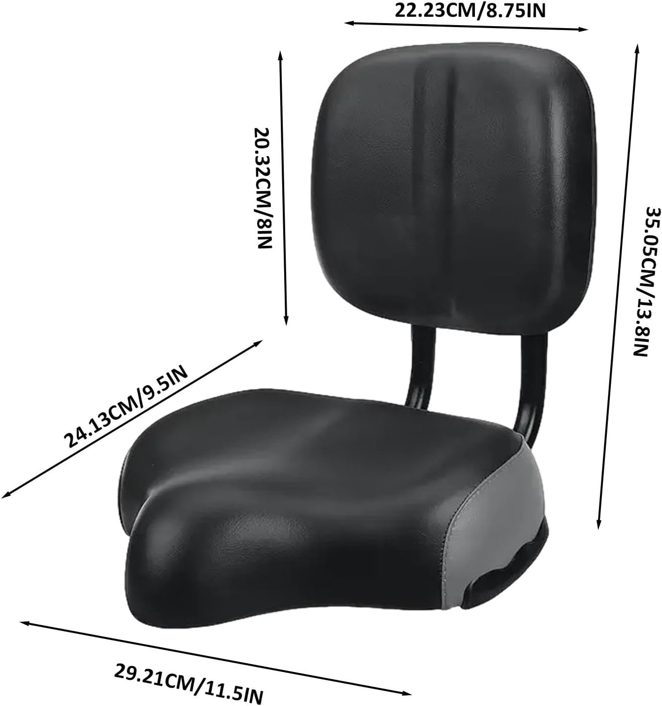 背もたれ付き自転車シート、ワイドパッド入りクッションサドルソフト